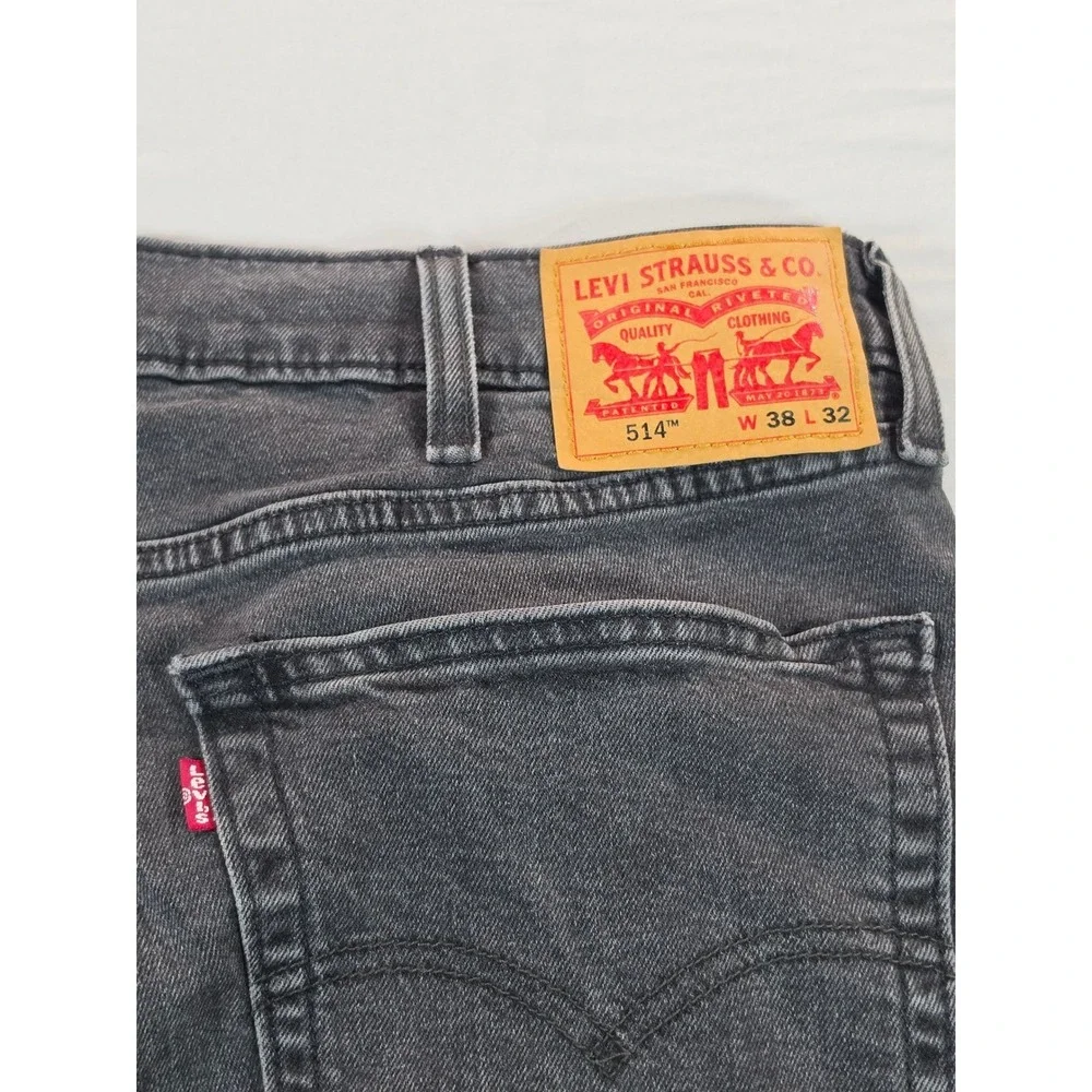 Levi's 514 Straight Fit Mens Jeans Faded Black Denim 38x32 CW-3821 5098